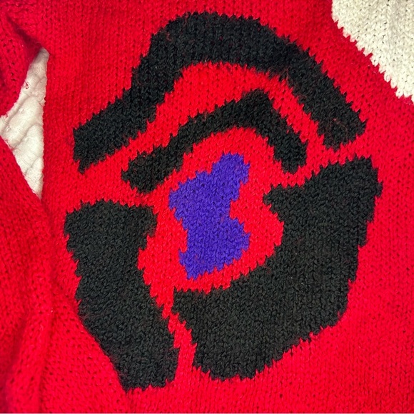 Vintage Worthington Sweater L Petite | Red Floral Knit | 80s 90s Retro Korea - Picture 5 of 9